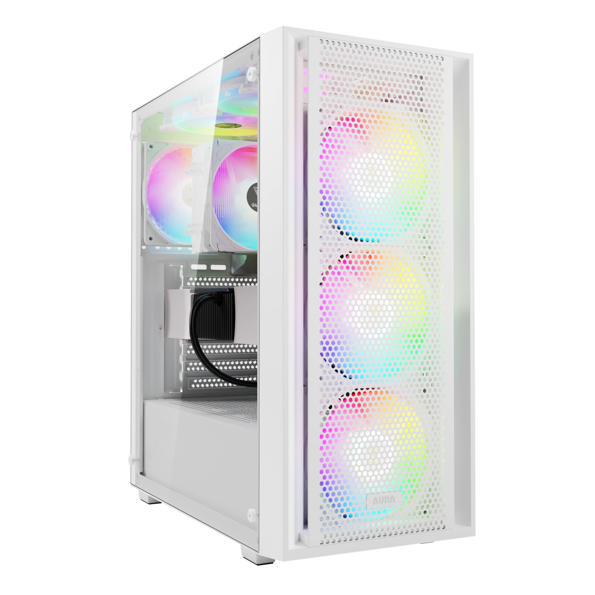 GAMDIAS AURA GC2 ELITE ARGB Mid Tower Gaming Case - White GAMDIAS AURA GC2 ELITE ARGB Mid Tower Gaming Case - White